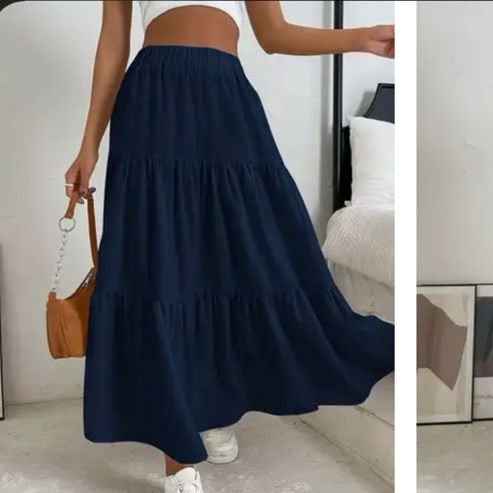 Elegant Navy Blue Maxi Skirt